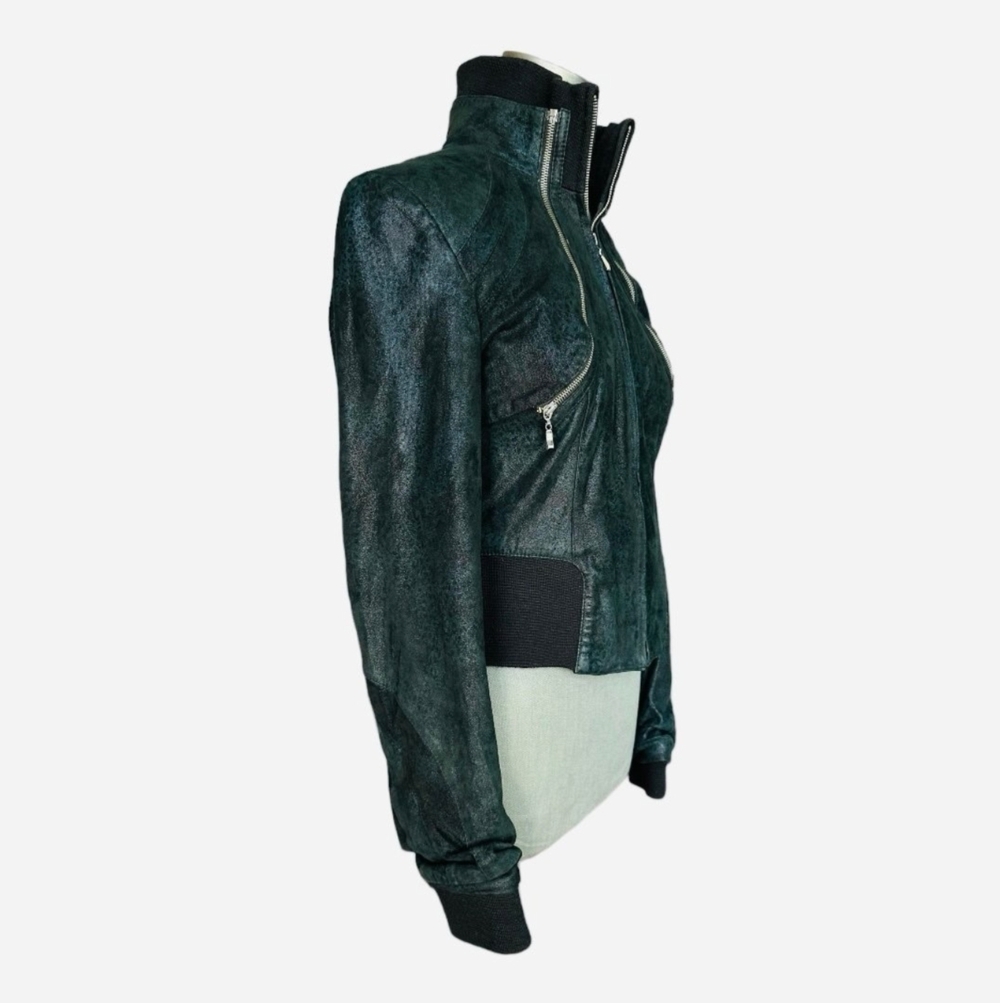Armando Gomez Leather Windbreaker Vest Jacket Dark Blue M Italy 3-Way Style - Picture 6 of 14